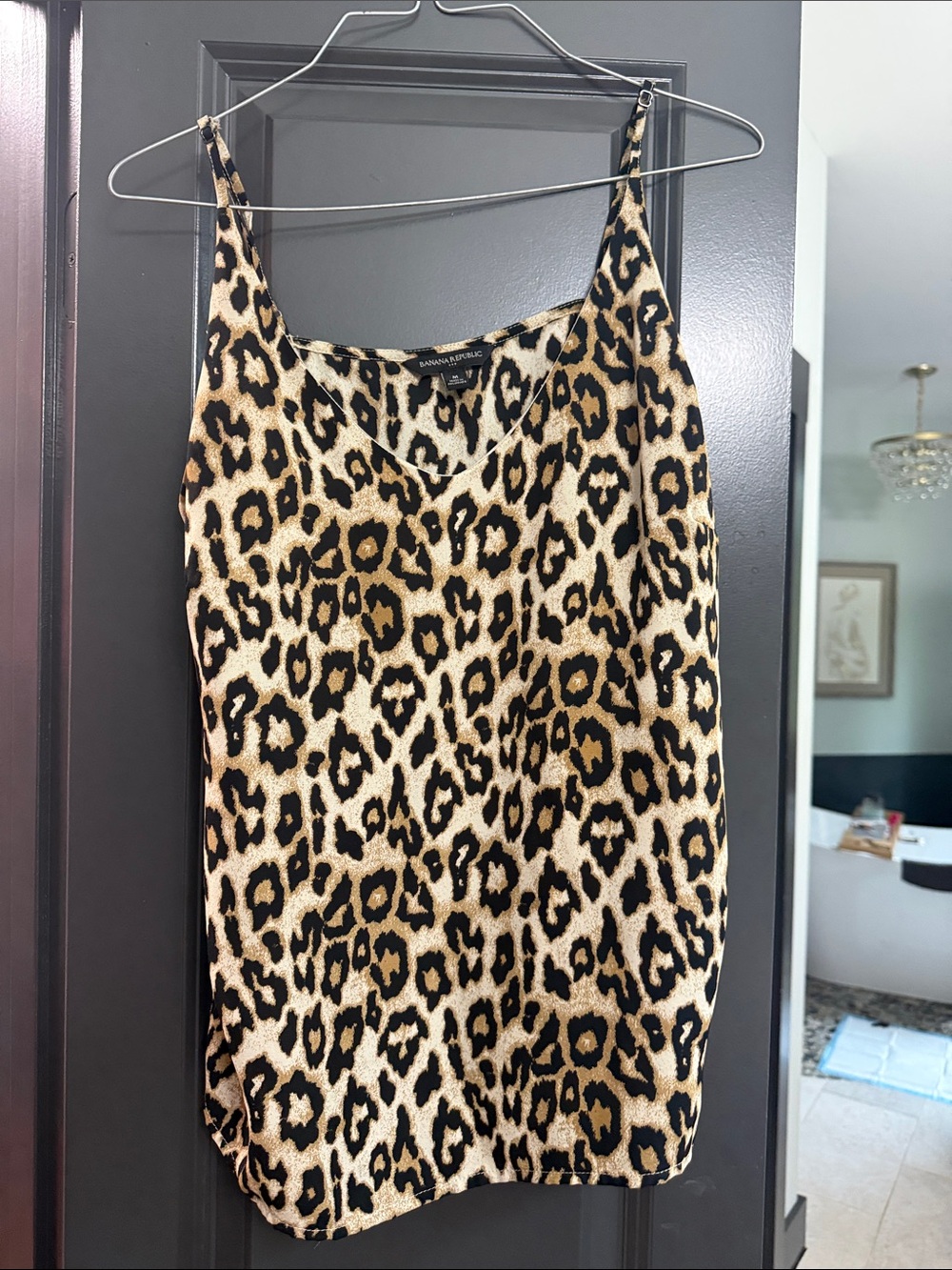 Banana Republic Leopard Print Silk Cami - Black & Tan